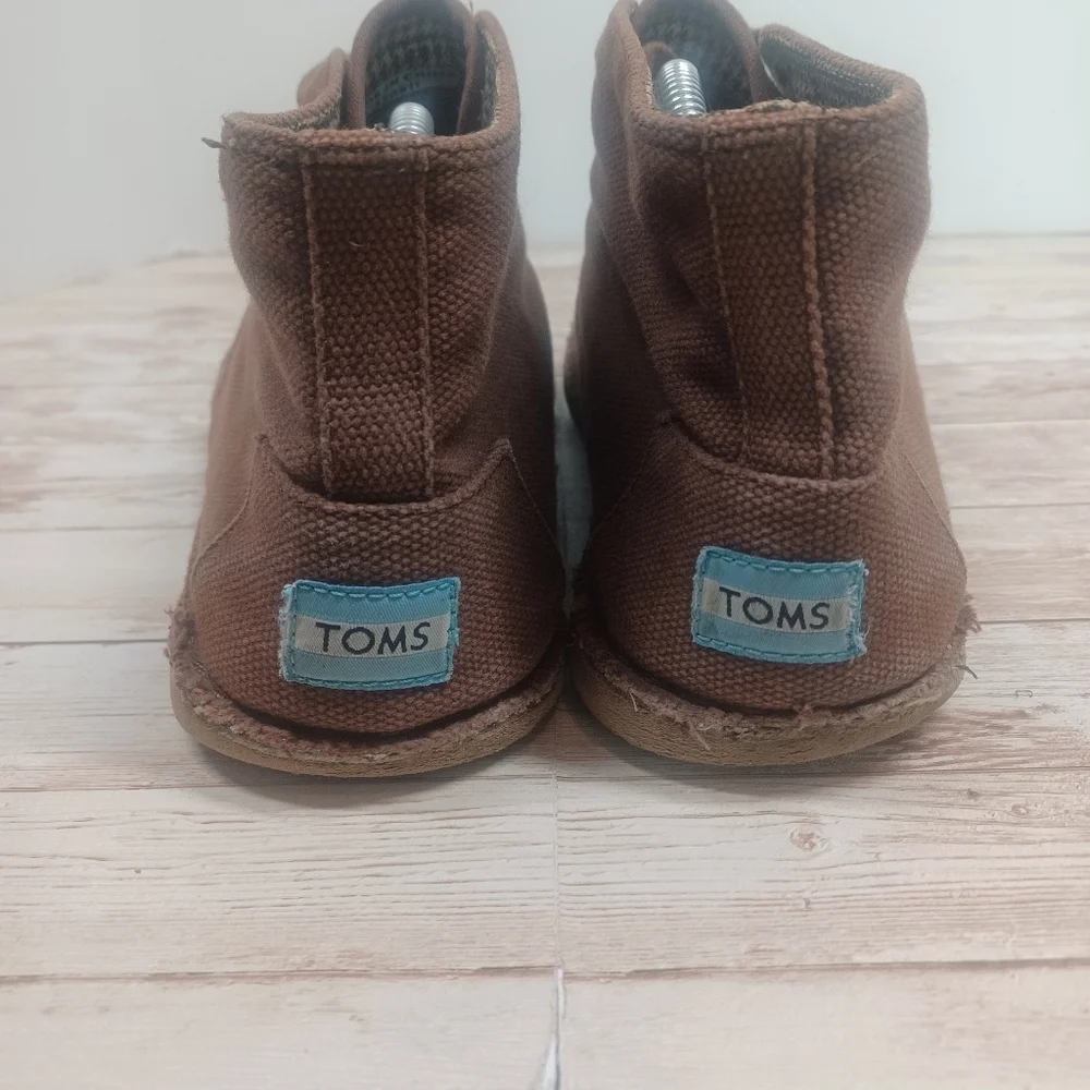 Toms Chukka Canvas Lace Up Ankle Boots High Top Brown Men's Size 10